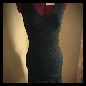 Black lace halter dress